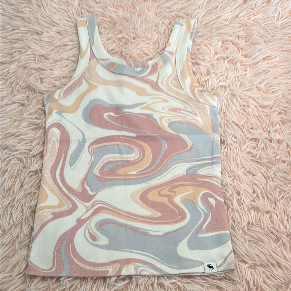 Abercrombie Kids Blue and Pink Graphic Sleeveless Tank Top